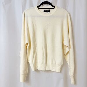 Brunette The Label Ribbed Knit Crew Sweater Cream Medium Large NWT